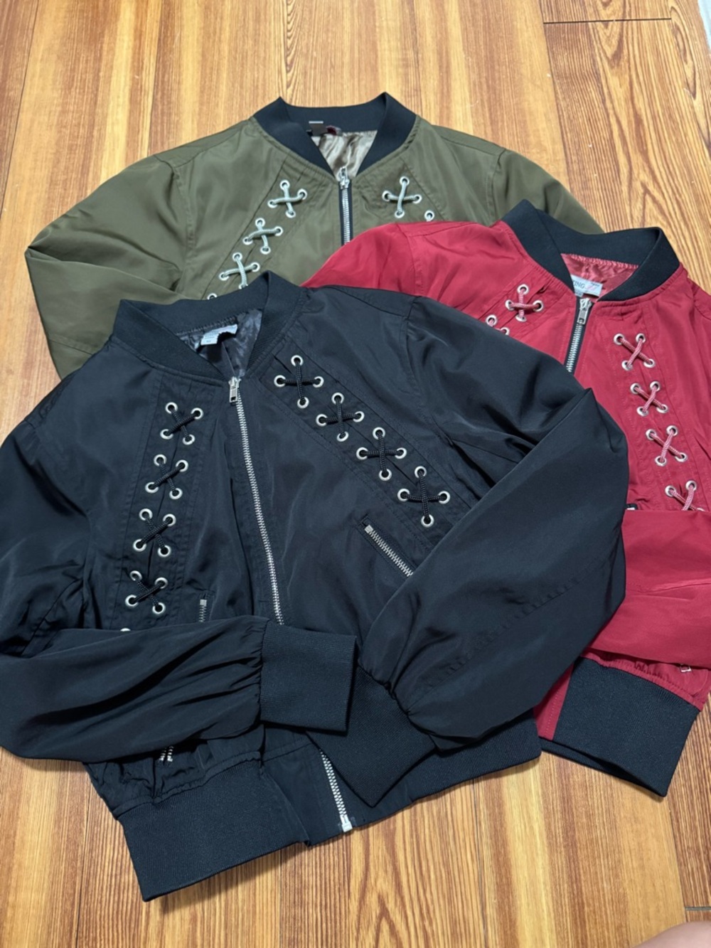 Lace up Lightweight Cropped Bomber Jacket Bundle